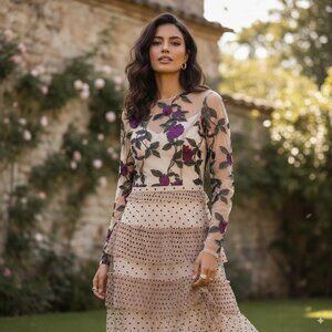 Floral Embroidered Midi Dress